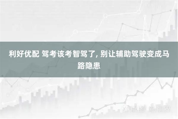 利好优配 驾考该考智驾了, 别让辅助驾驶变成马路隐患