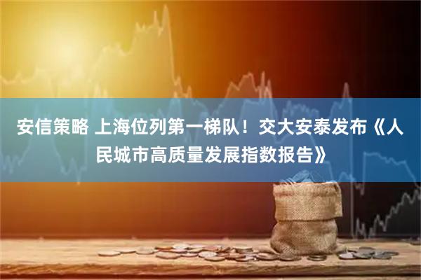 安信策略 上海位列第一梯队！交大安泰发布《人民城市高质量发展指数报告》