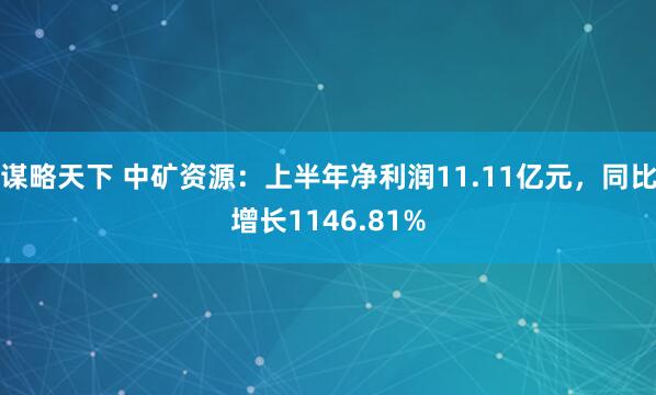 谋略天下 中矿资源：上半年净利润11.11亿元，同比增长1146.81%